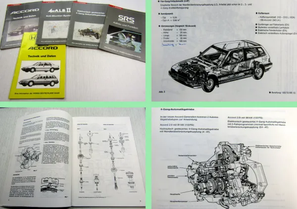 Honda Accord Technik und Daten Automatikgetriebe SRS ABS 1985 - 1989 5 Hefte