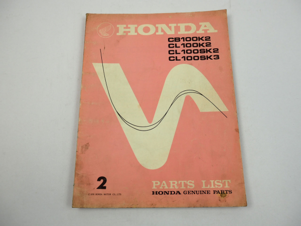 Honda CB100K2 CL100 K2 SK2 SK3 Parts List Ersatzteilliste Ersatzteilkatalog 1976