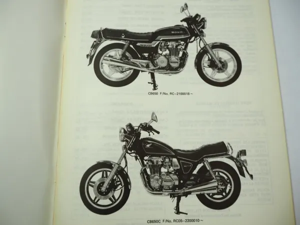 Honda CB650 / RC 05 Werkstatthandbuch Ergänzung 1981 Reparaturanleitung