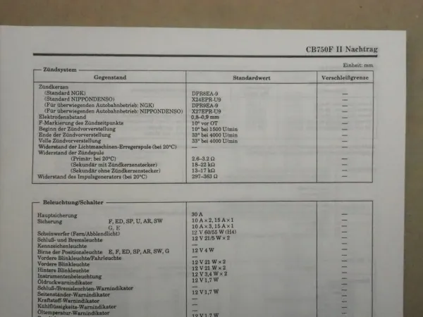 Honda CB750FII Werkstatthandbuch Nachtrag Reparaturanleitung 1993