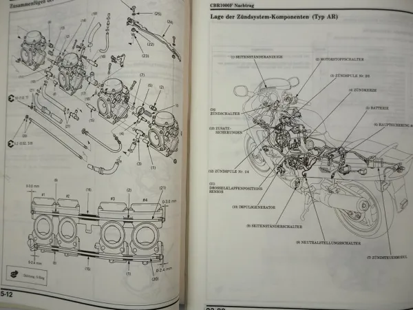 Honda CBR1000F Fp Fs Ft Fv SC24 Werkstatthandbuch 1993 - 1996 Reparaturanleitung