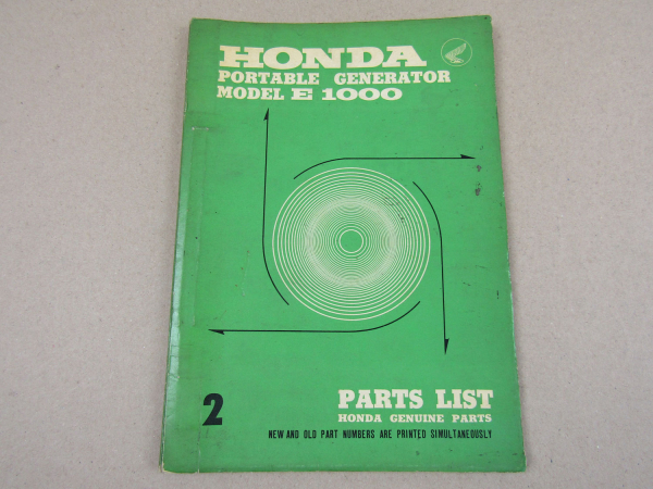 Honda E1000 Generator Ersatzteilliste in engl Parts Catalogue Parts List 1967