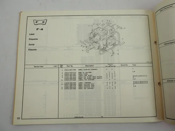 Honda EG 850Z 1000Z 1200Z 1400Z Generator Ersatzteilliste Parts List 1982 Nr. 1