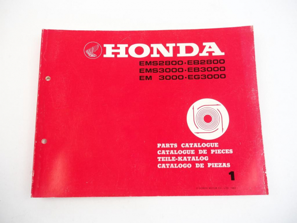 Honda EMS EB 2800 3000 EM3000 EG3000 Generator Ersatzteilliste Parts List 1982