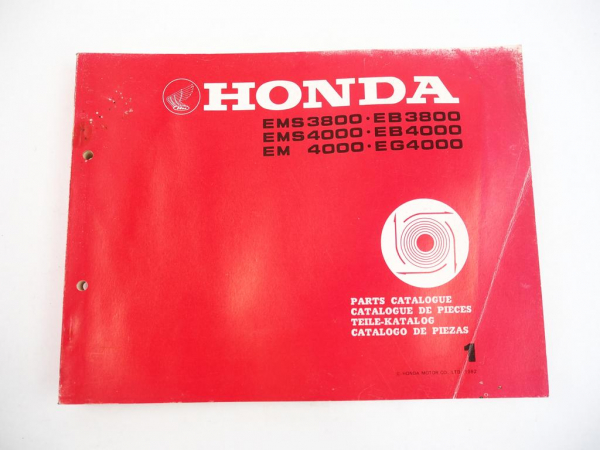 Honda EMS EB 3800 4000 EM4000 EG4000 Generator Ersatzteilliste Parts List 1982