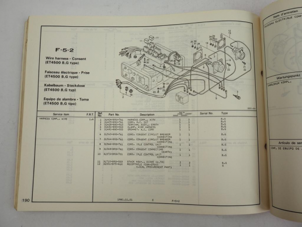 Honda ES ET 4500 K1 Generator Ersatzteilliste Parts List 1981 Nr. 4