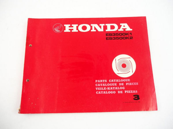 Honda ES3500 K1 K2 Generator Ersatzteilliste Parts List 1980 Nr. 3