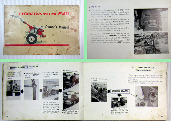 Honda F40 Tiller Owners Manual Bedienungsanleitung 1967