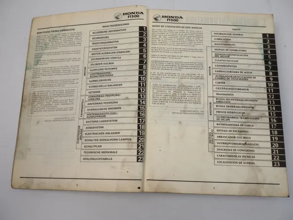 Honda FT 500 PC07 Reparaturanleitung 1982 Werkstatthandbuch Shop Manual
