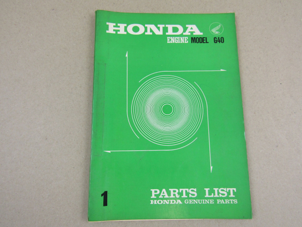 Honda G40 Engine Ersatzteilliste in englisch Parts Catalogue Parts List 1967