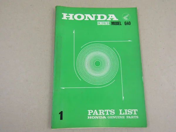 Honda G40 Engine Ersatzteilliste in englisch Parts Catalogue Parts List 1967