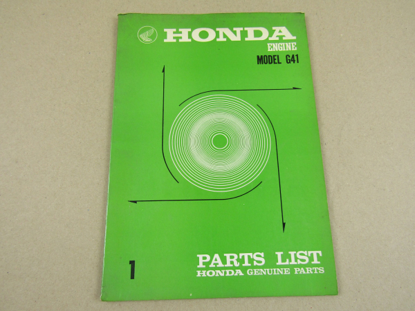 Honda G41 Engine Ersatzteilliste in englisch Parts Catalogue Parts List 1970