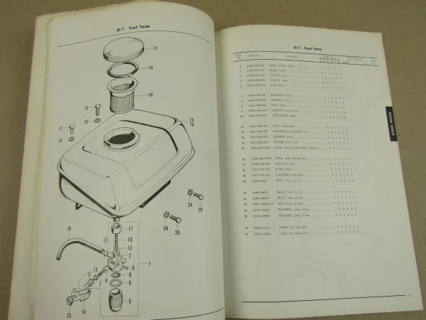 Honda G41 Engine Ersatzteilliste in englisch Parts Catalogue Parts List 1970