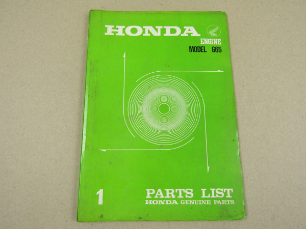Honda G65 Engine Ersatzteilliste in englisch Parts Catalogue Parts List 1967