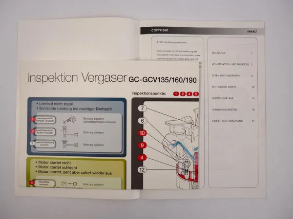 Honda GC GCV 135 160 Motor Bedienungsanleitung Wartung 1997