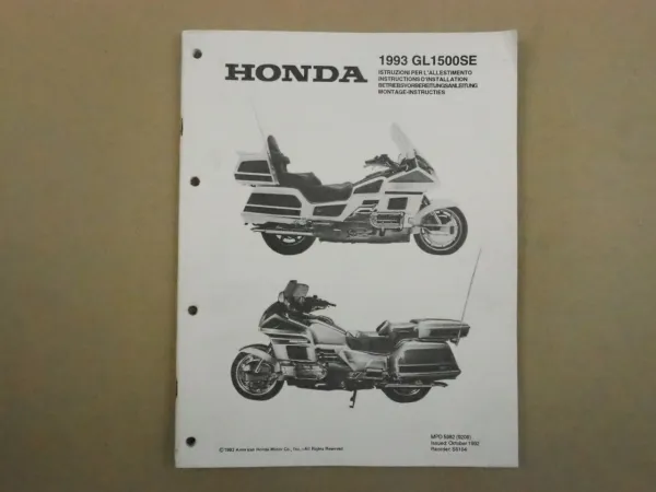 Honda GL1500SE Betriebsvorbereitungsanleitung Montage-Instruction 1993