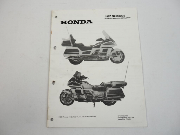 Honda GL1500SE Goldwing Motorrad Montageanleitung Betriebsvorbereitung 1997