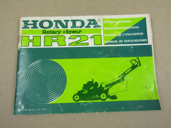 Honda HR21 Rasenmäher Bedienungsanleitung Betriebsanleitung Manual