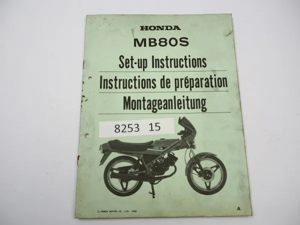 Honda MB80S Motorrad Setup Instructions Montageanleitung 1980