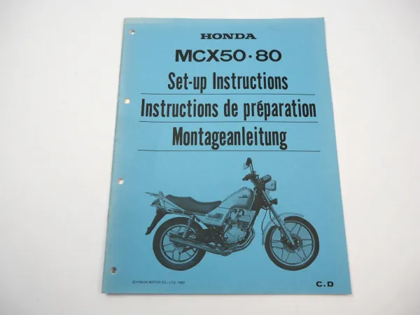 Honda MCX50 MCX80 Motorrad Setup Instructions Montageanleitung 1982