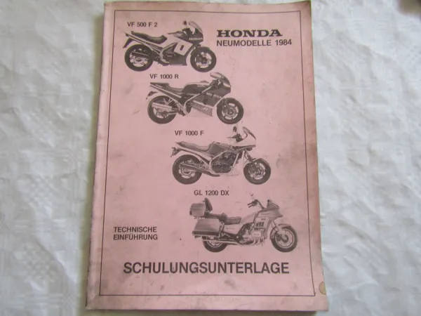 Honda Neumodelle 1984 VF500 F2 1000R 1000F GL1200DX Schulung Einführungsschrift