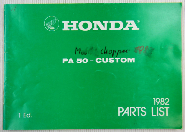 Honda PA50 Custom Parts List Ersatzteilliste 1982