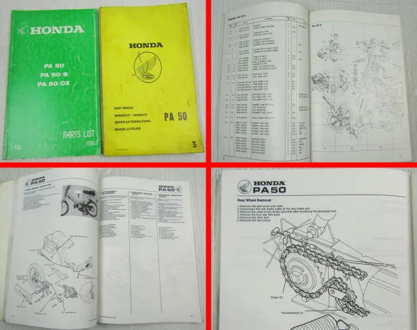 Honda PA50 Shop Manual Werkstatthandbuch 1980 Ersatzteilliste Parts List 1981