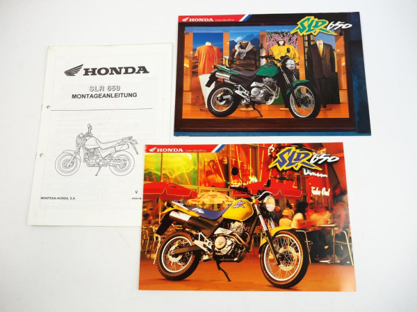 Honda SLR650 Motorrad Montageanleitung und 2 Prospekte 1996/98