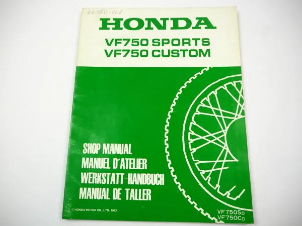 Honda VF750 Sports Custom RC07 RC09 Werkstatthandbuch Ergänzng 1982 Shop Manual Supplement