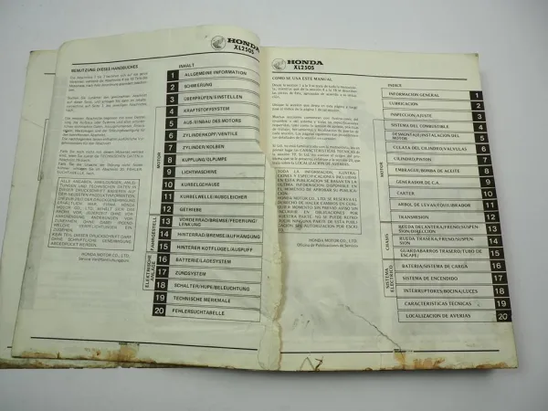 Honda XL250 S Reparaturanleitung Werkstatthandbuch Repair Shop Manual 1978