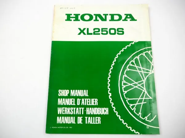 Honda XL250S Werkstatthandbuch Ergänzung 1981 Reparaturanleitung
