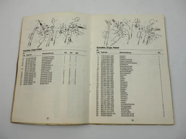 Honda XL500 SZ SA SB RC Ersatzteilliste Ersatzteilkatalog 1982