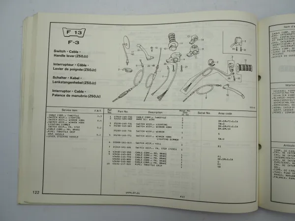 Honda Z50 JZ GZ Monkey Motorrad Spare Parts list Ersatzteilliste 1979