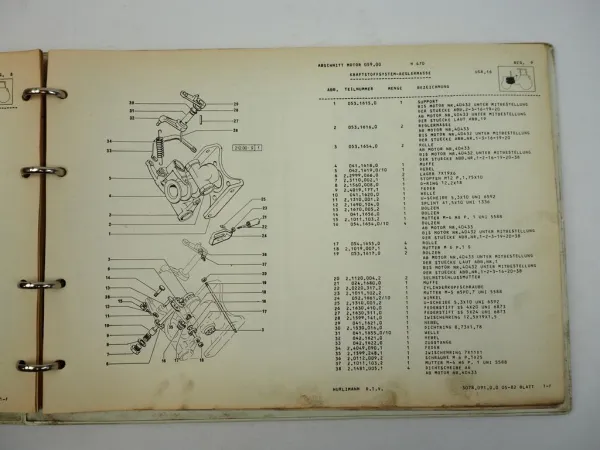 Hürlimann H-470 Traktor ohne Kabine Ersatzteilliste Catalogo Ricambi 1982