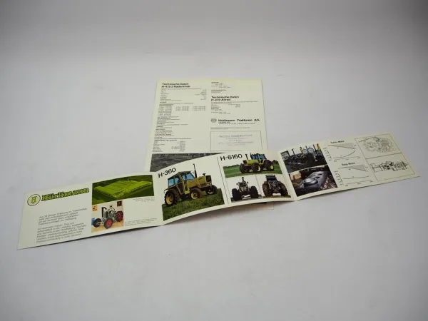 Hürlimann H-470 Traktor Prospekt H-360 - 6200 + A Programm Technische Daten 1979