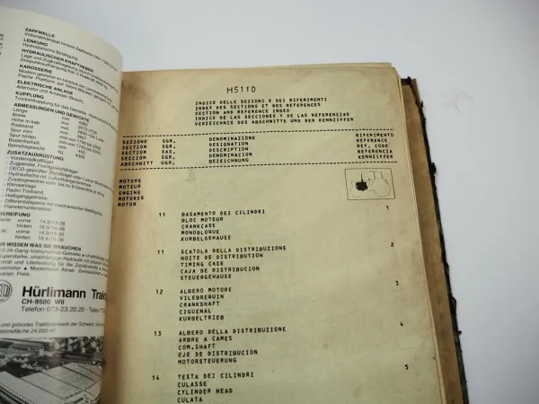Hürlimann H-5110 Schlepper Ersatzteilliste Parti di ricambio 1979