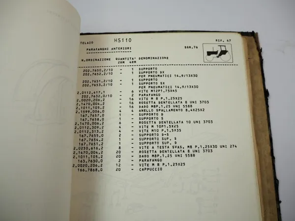 Hürlimann H-5110 Schlepper Ersatzteilliste Parti di ricambio 1979