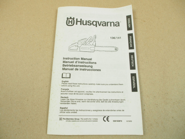 Husqvarna 136 141 Instruction Manual Betriebsanleitung Manuel instructions 2003