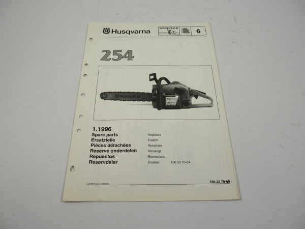 Husqvarna 254 Kettensäge Motorsäge Ersatzteilliste Parts List 1996