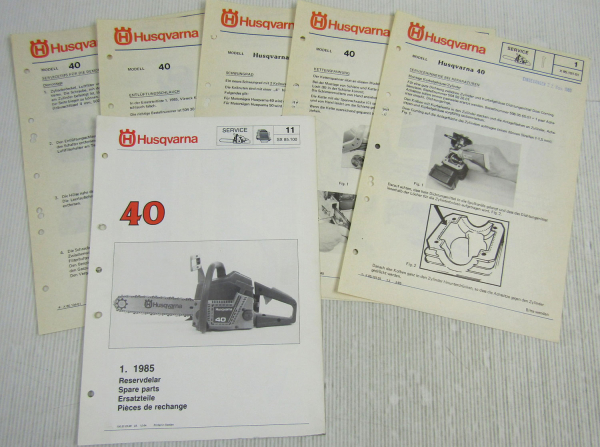 Husqvarna 40 Kettensäge Motorsäge Ersatzteilbild-Katalog Parts List 1/1985