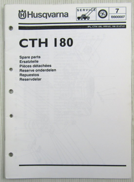 Husqvarna CTH 180 Lawn And Garden Tractor Spare Parts List Catalog 1/1999