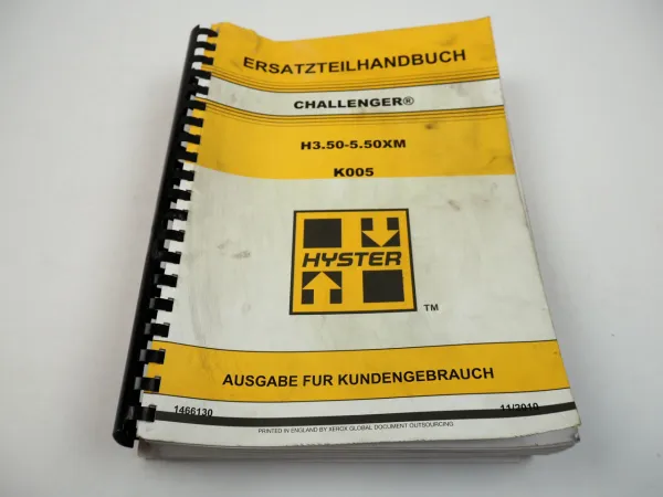 Hyster Challenger H 3.50 - 5.50XM Stapler Ersatzteilliste Ersatzteilkatalog 2010