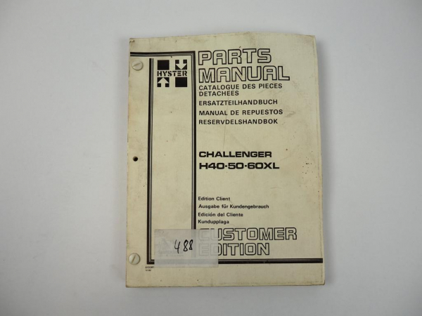 Hyster Challenger H 40 50 60 XL Parts Manual Ersatzteilliste 1982