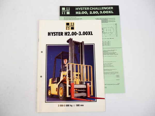 Hyster H 2.00 2.50 3.00 XL Prospekt Gabelstapler Technische Daten 1990