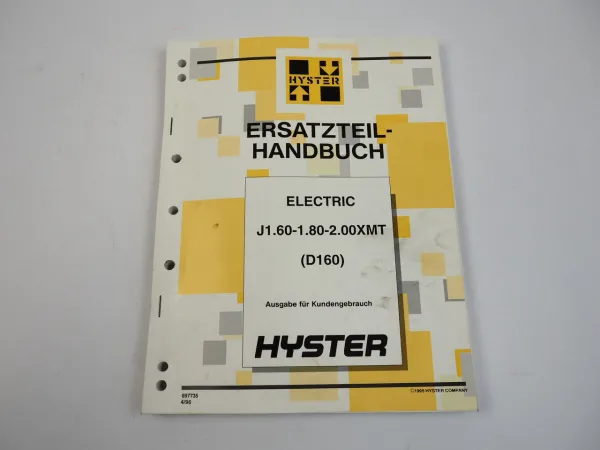 Hyster J 1.60 1.80 2.00 XMT Gabelstapler Ersatzteilliste Ersatzteilkatalog 1996