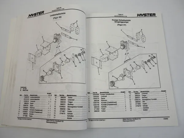 Hyster J 1.60 1.80 2.00 XMT Gabelstapler Ersatzteilliste Ersatzteilkatalog 1996