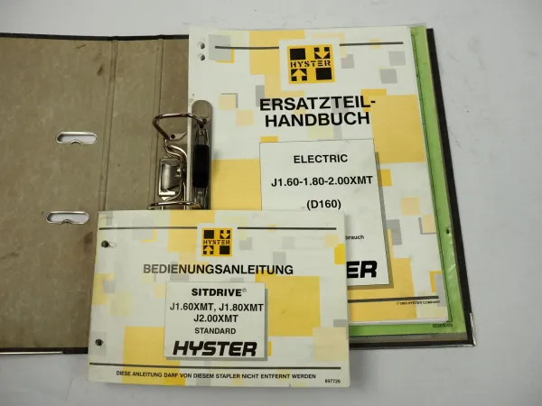Hyster J 1.60 1.80 2.00 XMT Sitdrive D160 Betriebsanleitung Ersatzteilliste 1995
