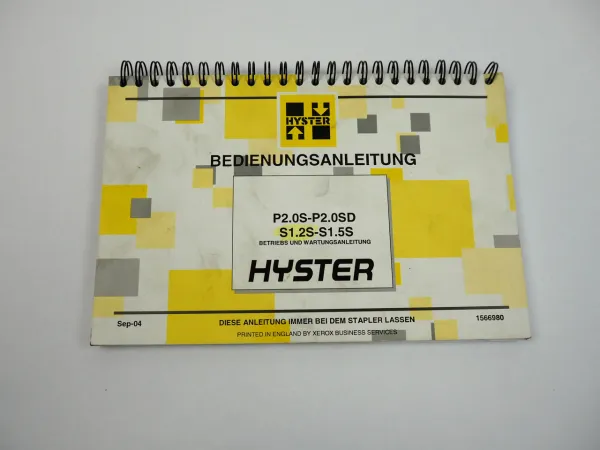 Hyster P2.0S P2.0SD S1.2S S1.5S Stapler Bedienungsanleitung Wartung 2004