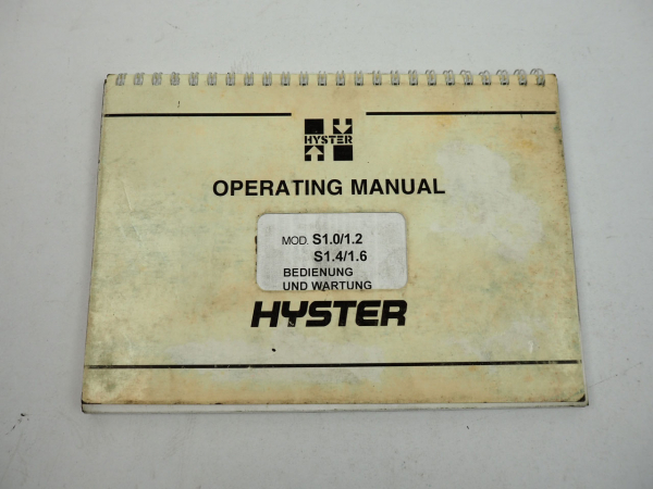 Hyster S 1.0 1.2 1.4 1.6 Stapler Bedienungsanleitung Wartung 2000