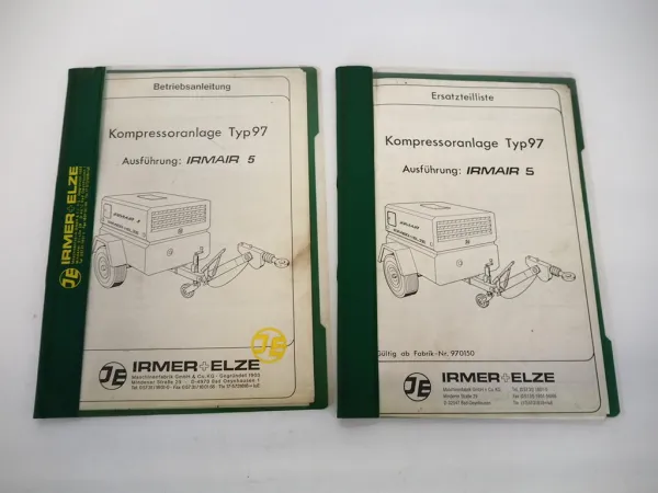 IE Irmer + Elze IRMAIR 5 Typ 97 Kompressoranlage Betriebsanleitung Ersatzteilliste